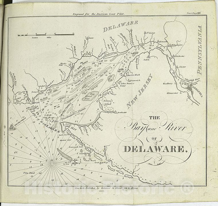 Historic 1822 Map - The Bay And River Of Delaware - Vintage Wall Art