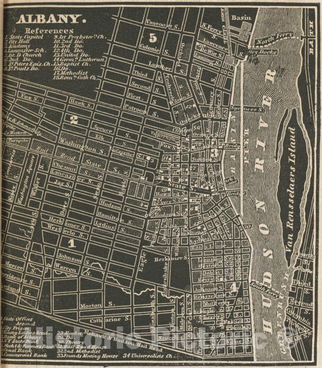 Historic Map - 1838 Albany. - Vintage Wall Art