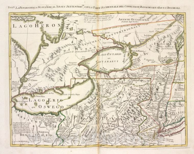 Historic 1778 Map - La Pensilvania, La Nuova York, Il Jersey Settentriole: Con La Pa - Vintage Wall Art
