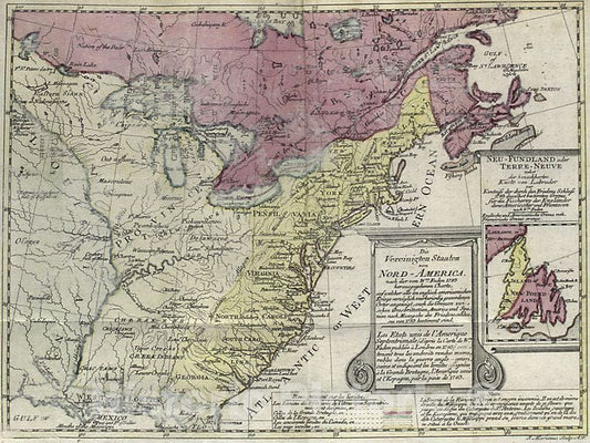 Historic Map - 1785 The United States Of North America: According To The Charter Published By Wm. Thread 1783 - Vintage Wall Art