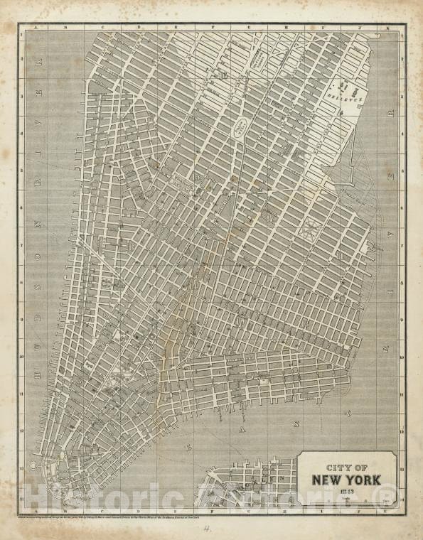 Historic 1842-[1845] Map - City Of New York, 1843. - Vintage Wall Art