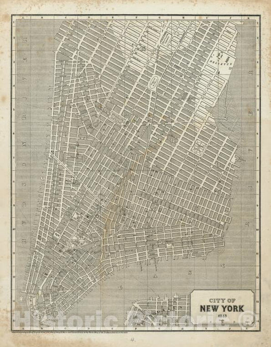 Historic 1842-[1845] Map - City Of New York, 1843. - Vintage Wall Art