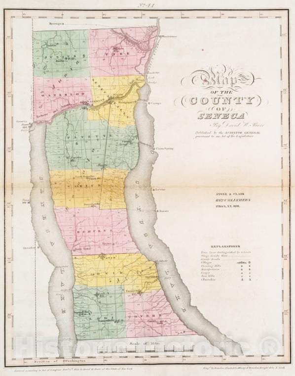 Historic 1829 Map - Map Of The County Of Seneca - Vintage Wall Art