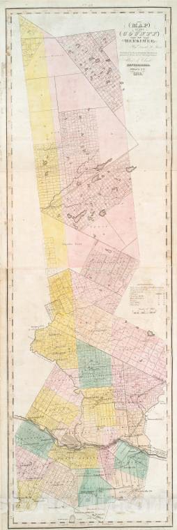 Historic 1829 Map - Map Of The County Of Herkimer - Vintage Wall Art