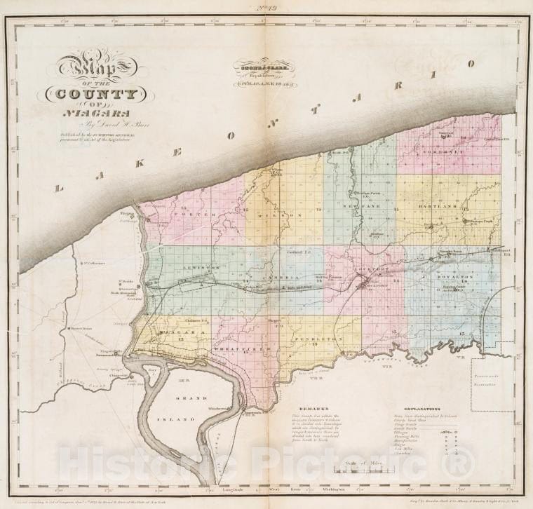 Historic 1829 Map - Map Of The County Of Niagara - Vintage Wall Art