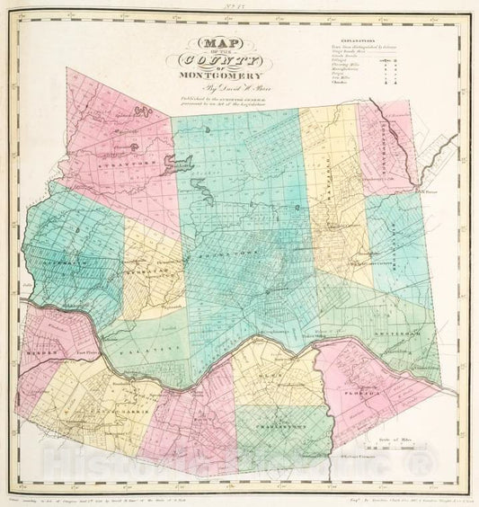 Historic Map - 1829 New York (N.Y.), Map Of The County Of Montgomery - Vintage Wall Art