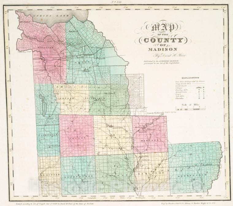 Historic Map - 1829 The County Of Madison - Vintage Wall Art