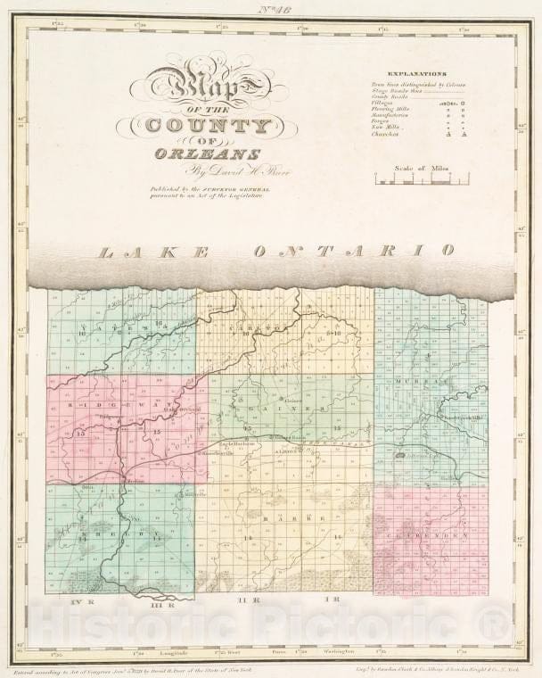 Historic Map - 1829 The County Of Orleans - Vintage Wall Art