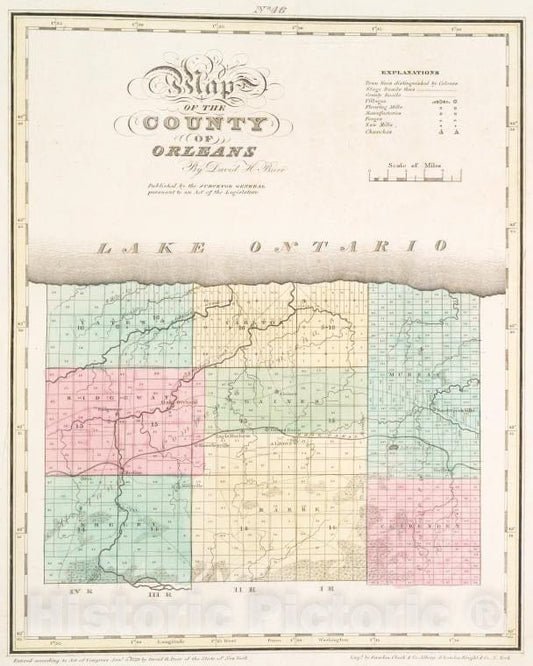 Historic Map - 1829 The County Of Orleans - Vintage Wall Art