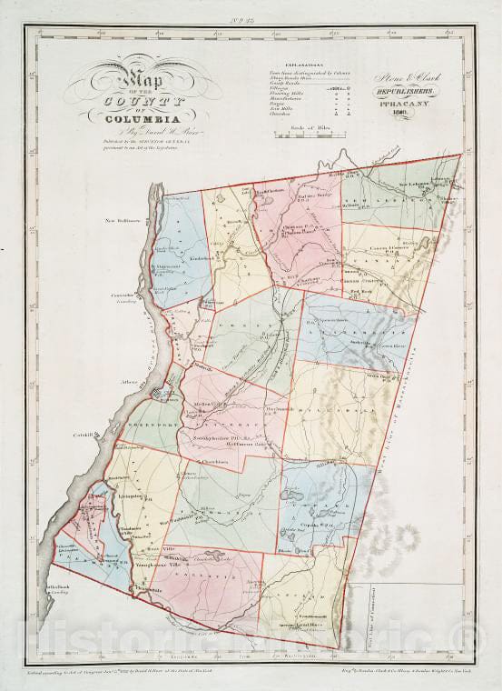 Historic 1841 Map - Map Of The County Of Columbia - Vintage Wall Art