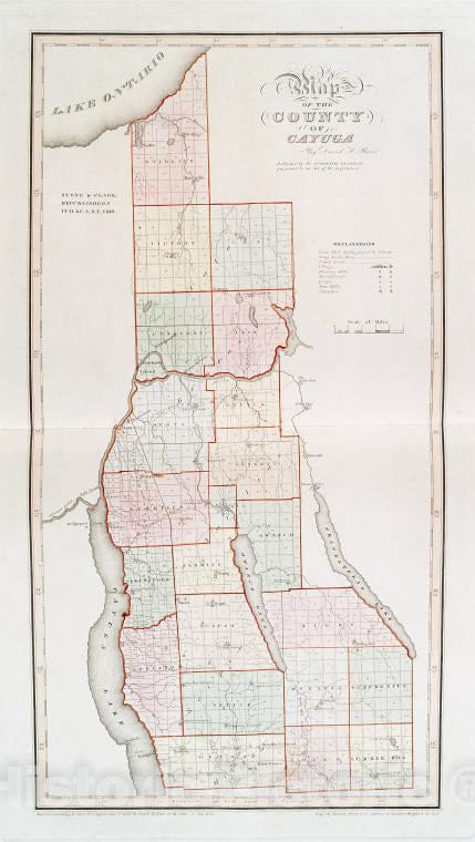 Historic 1841 Map - Map Of The County Of Cayuga - Vintage Wall Art