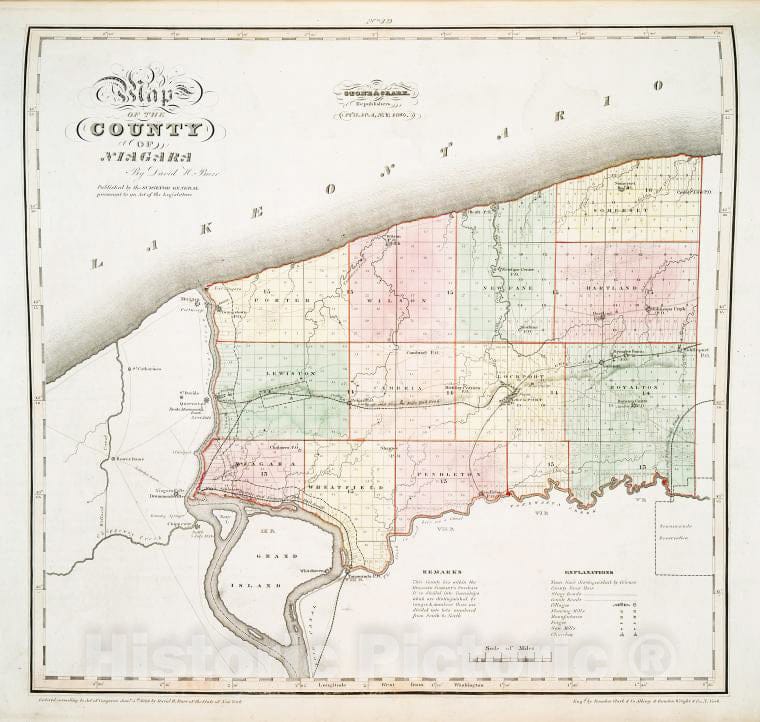 Historic 1841 Map - Map Of The County Of Niagara - Vintage Wall Art