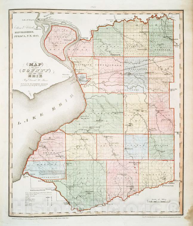 Historic 1841 Map - Map Of The County Of Erie - Vintage Wall Art