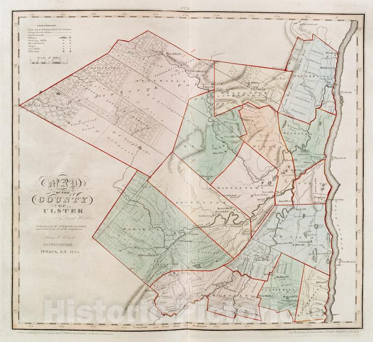 Historic 1841 Map - Map Of The County Of Ulster - Vintage Wall Art
