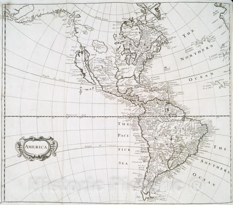 Historic 1705 Map - America. - America - America - Maps - Early Works To 1800 - Vintage Wall Art
