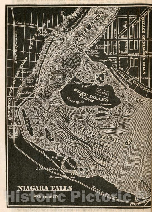 Historic 1838 Map - Niagara Falls And Vicinity. - Vintage Wall Art