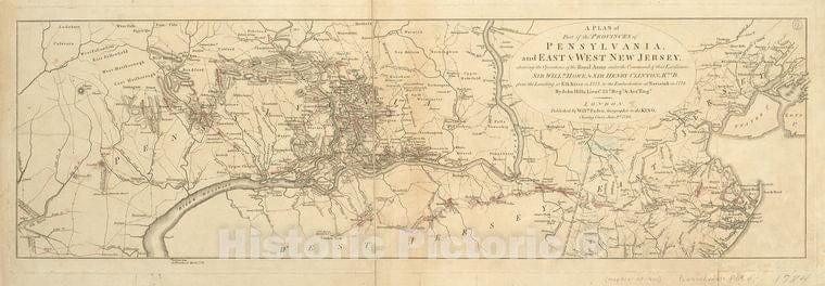 Historic 1784-06-01 Map - A Plan Of Part Of The Provinces Of Pennsylvania, And East & West - Vintage Wall Art