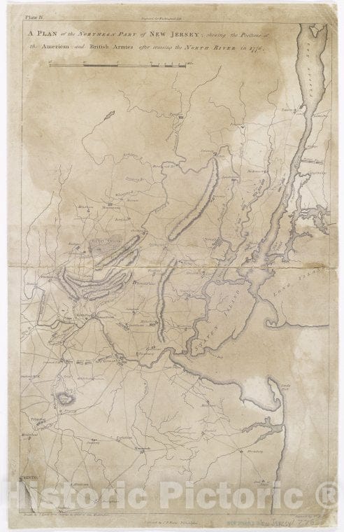 Historic 1807 Map - A Plan Of The Northern Part Of New Jersey : Shewing The Position - Vintage Wall Art