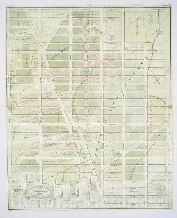 Historic 1831 Map - Map Of The Real Estate In The City Of New York : Between The Sou - Vintage Wall Art