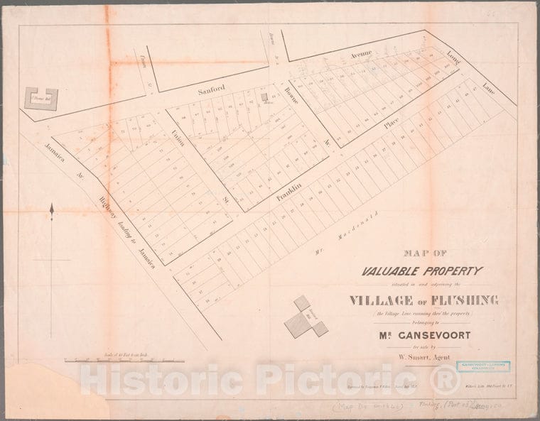 Historic 1850 Map - Map Of Valuable Property Situated In And Adjoining The Village O - Vintage Wall Art