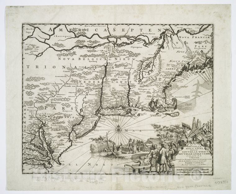 Historic 1729 Map - Nouvelle Hollande (A Present Nouvelle-York), Nouvelle-Angleterr - Vintage Wall Art