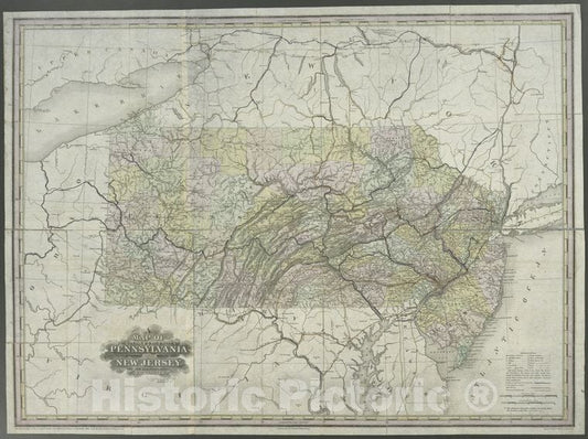 Historic Map - 1839 A Map Of The Canals & Rail Roads Of Pennsylvania And New Jersey And The Adjoining States - Vintage Wall Art