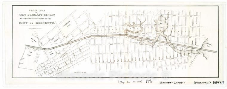 Historic 1847 Map - Plan[S] Of Majr. Douglas'S Report On The Drainage Of A Part Of T - Vintage Wall Art