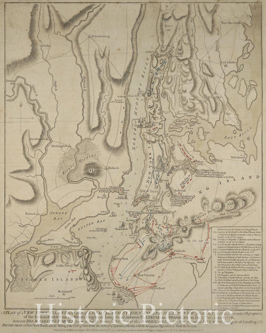 Historic 1776-10-19 Map - A Plan Of New York Island, With Part Of Long Island, Staten Isla - Vintage Wall Art