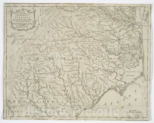Historic 1781 Map - A Map Of The Seat Of War In The Southern Part Of Virginia, North - Vintage Wall Art