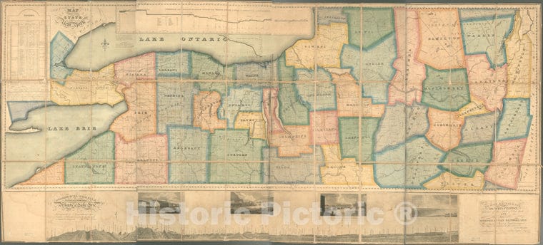 Historic 1825-01 Map - Map Of The Western Part Of The State Of New York, 1823 - Vintage Wall Art