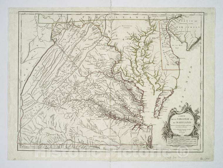 Historic 1757 Map - Carte De La Virginie Et Du Maryland Dressee Sur La Grande Carte - Vintage Wall Art