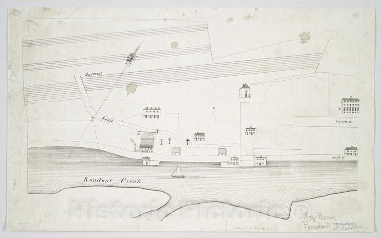 Historic Map - Ca.1830 Kingston (N.Y.), Map Of Part Of Kingston, N.Y, On Rondout Creek. - Vintage Wall Art