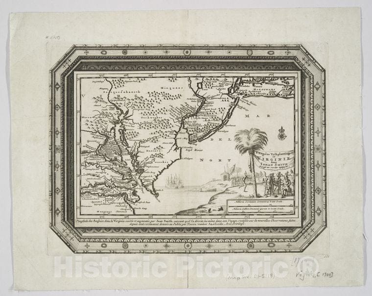 Historic 1728 Map - D'Engelze Volkplanting In Virginie - Vintage Wall Art