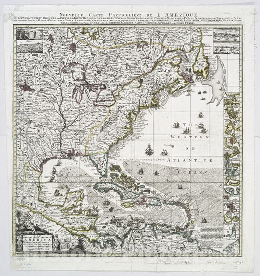 Historic Map - 1755 British Empire In America With The French, Spanish And The Dutch - Vintage Wall Art