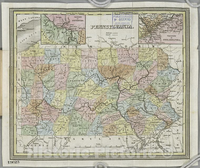 Historic 1830 Map - Pennsylvania. - Pennsylvania - Maps - Vintage Wall Art
