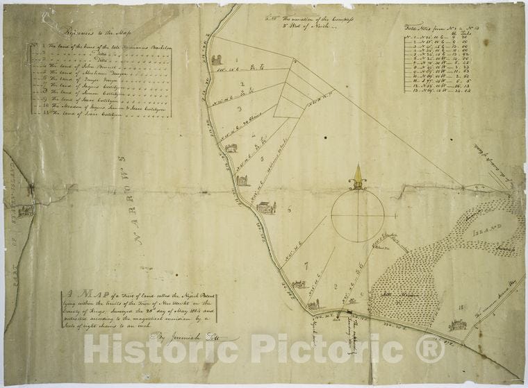 Historic 1804 Map - Map Of A Tract Of Land Called The Nyack Patent Lying Within The - Vintage Wall Art