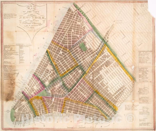 Historic 1833 Map - Map Of The City Of New York : With The Latest Improvements - Vintage Wall Art