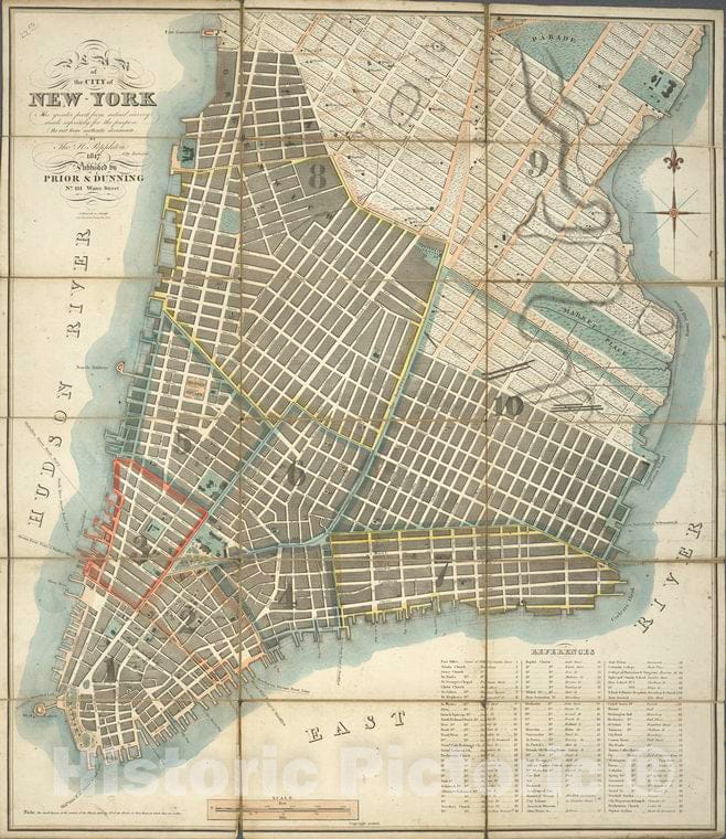 Historic Map - 1817 New York (N.Y.), Plan Of The City Of New-York : The Greater Part From Actual Survey Made Expressly For The Purpose - Vintage Wall Art