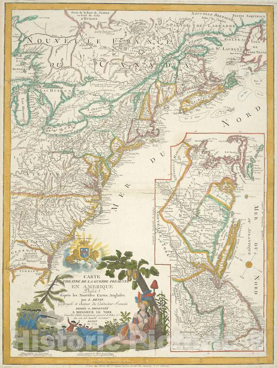 Historic 1779 Map - Carte Du Theatre De La Guerre Presente En Amerique Dressee D'Apr - Vintage Wall Art