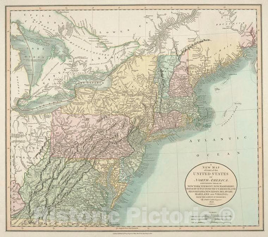 Historic 1806 Map - A New Map Of Part Of The United States Of North America : Contai- Charts And Maps - Vintage Wall Art