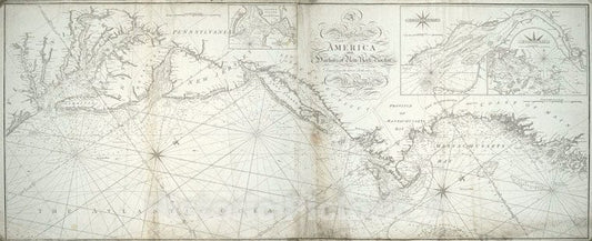 Historic Map - 1799 A New Chart Of America With The Harbors Of New York, Boston, C - Vintage Wall Art
