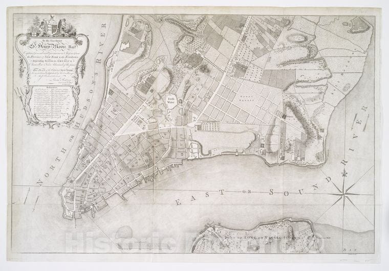 Historic 1769 Map - To His Excellency Sr. Henry Moore, Bart, Captain General And Go - Vintage Wall Art