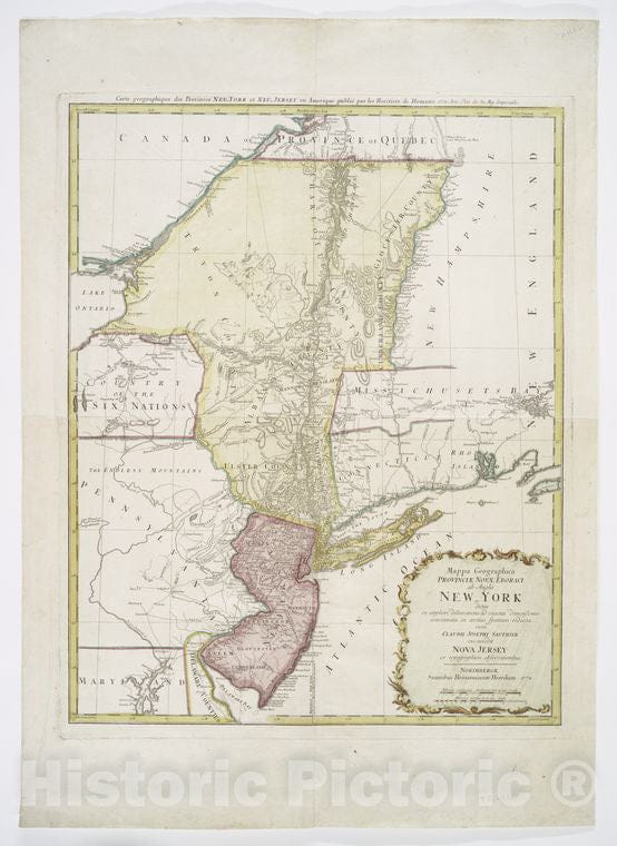 Historic 1778 Map - Mappa Geographica Provinciae Novae Eboraci Ab Anglis New-York Di - Vintage Wall Art