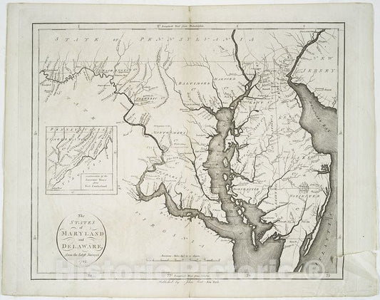 Historic Map - 1796 Delaware, The States Of Maryland And Delaware, From The Latest Surveys, 1795 - Vintage Wall Art