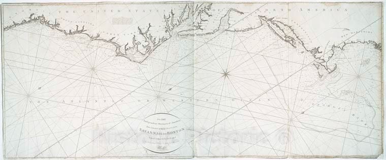 Historic Map - 1799 Chart Of The Coast From Savannah To Boston - Vintage Wall Art