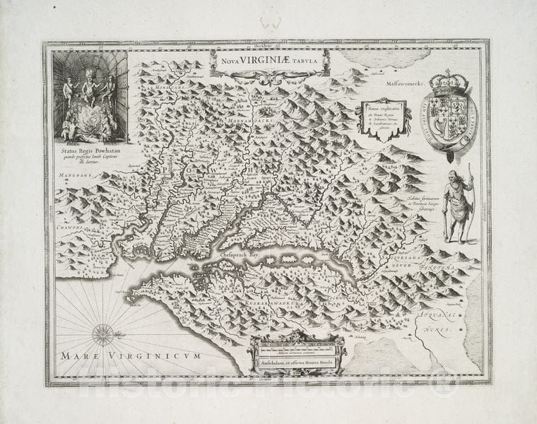 Historic 1636 Map - Nova Virginiae Tabvla. - Virginia - Maps - Early Works To 1800 - Charts And Maps - Vintage Wall Art