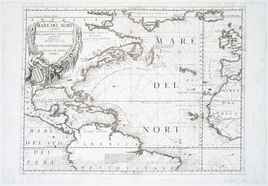 Historic 1695 Map - Mare Del Nord - North Atlantic Ocean - Maps - Early Works To 1800 - Charts And Maps - Vintage Wall Art