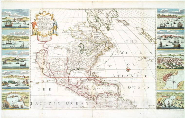 Historic 1741 Map - A New & Correct Map Of The Trading Part Of The West Indies : Inc - Vintage Wall Art