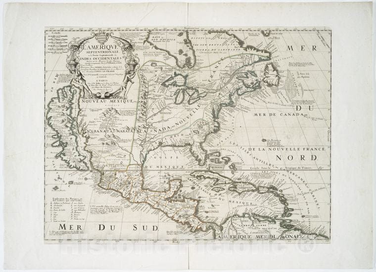 Historic 1689 Map - L'Amerique Septentrionale, Ou La Partie Septentrionale Des Indes - Vintage Wall Art