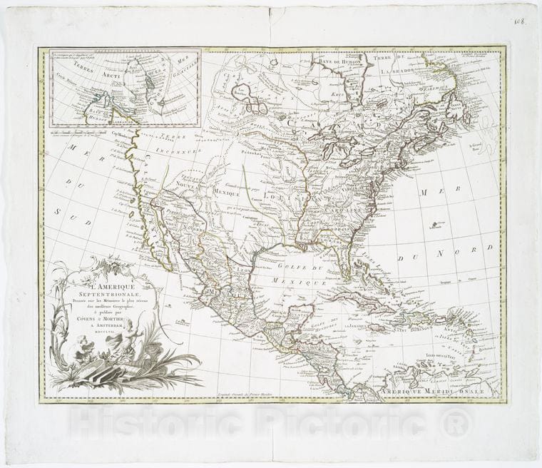 Historic 1757 Map - L'Amerique Septentrionale - North America - North America - Maps - Early Works To 1800 - Charts And Maps - Vintage Wall Art